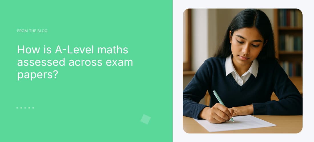How is A-Level maths assessed across exam papers?